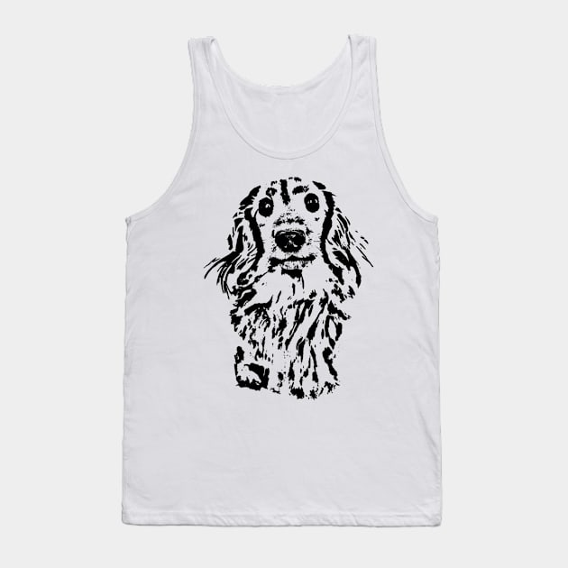 Long Haired Dachshund Sketch Tank Top by Xamgi